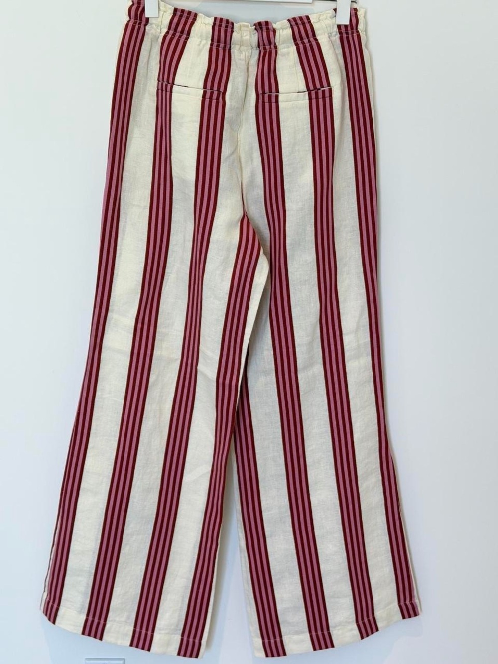 Boden Cream Wide-Leg Pull-On Pants with Red Stripes - Picture 5 of 5